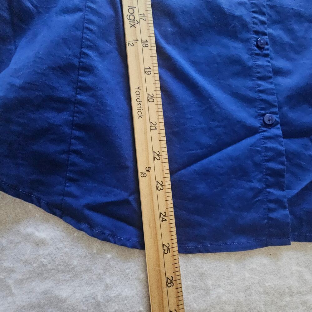 Worthington Blue Stretch Fitted Women's Button Down Blouse, Royal Blue, Size 14 - Picture 9 of 9